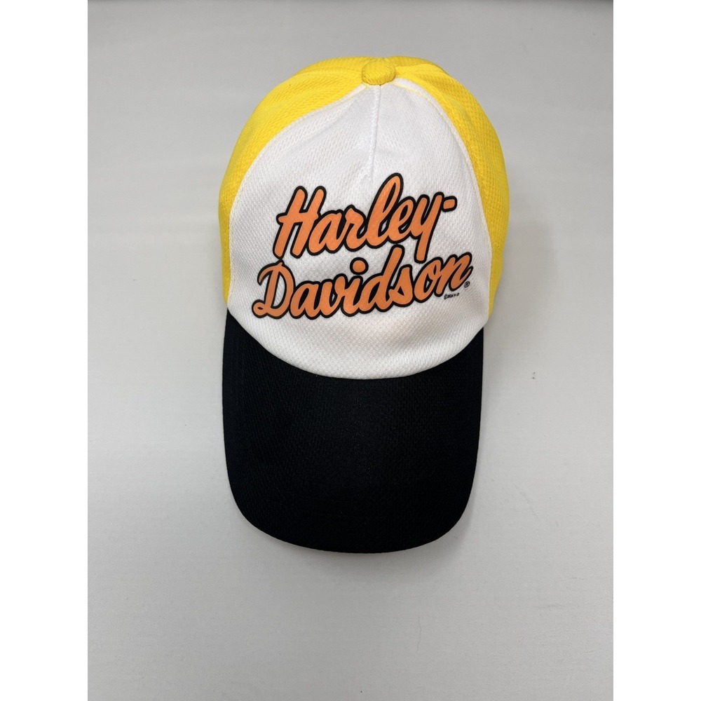 Harley Davidson Girls Mesh Baseball Cap Hat Criss Cross Back Yellow White Black